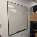 48" x 48" Magnetic Whiteboard w/ Green Frame, Ful Tray